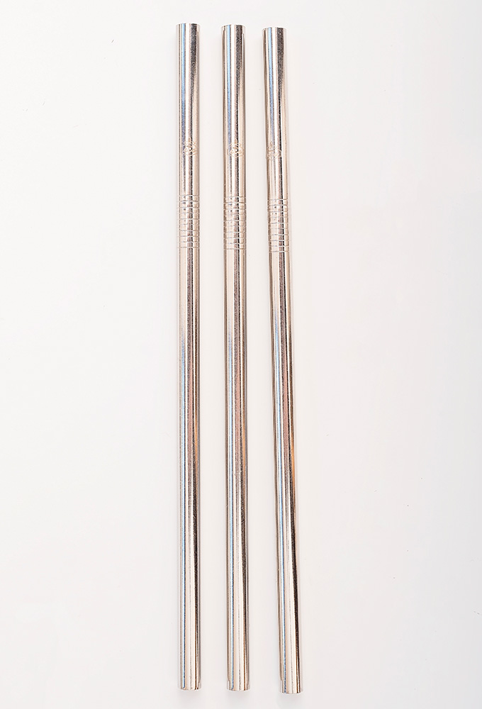 Straight Silver Stainless Steel Straw Kit One