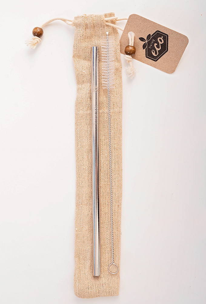 Straight Silver Stainless Steel Straw Kit
